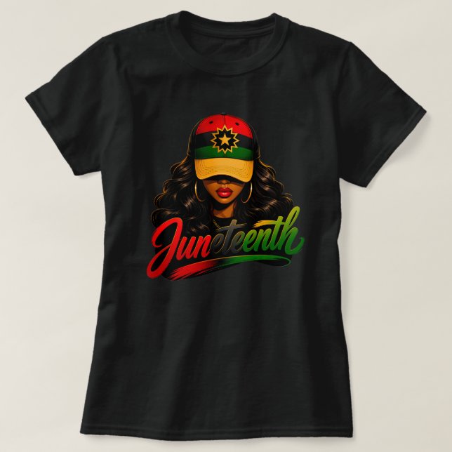 Juneteenth Svarta Afrikanska Kvinnor Melanin Frihe T Shirt (Design framsida)