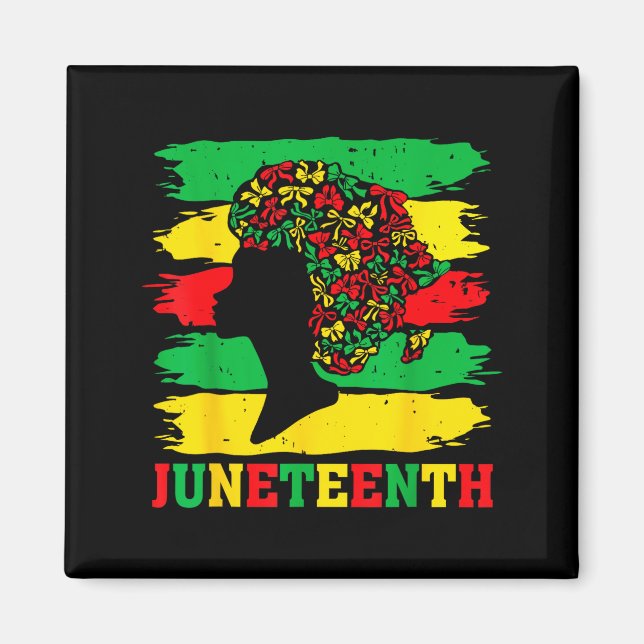 Juneteenth svarta kvinnor afro coquette båge hår magnet (Framsidan)