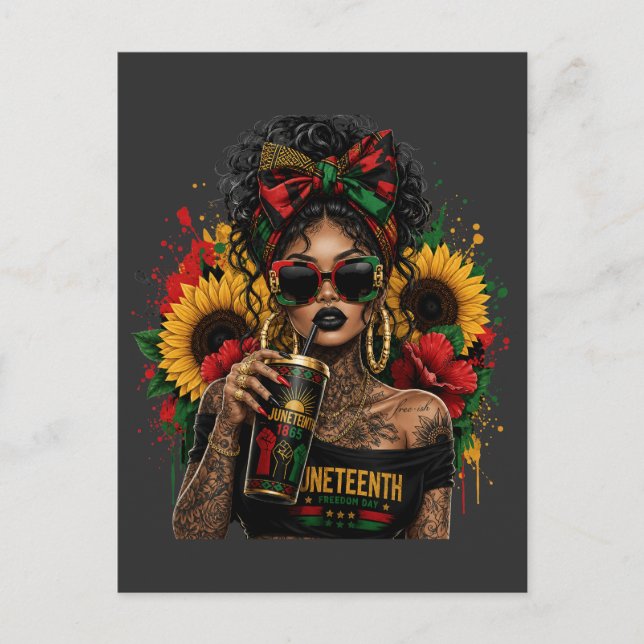 Juneteenth svarta kvinnor afroamerikansk historia helg vykort (Framsida)