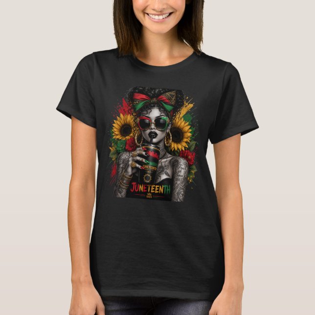 Juneteenth Svarta Kvinnor Afroamerikansk Historia T Shirt (Framsida)