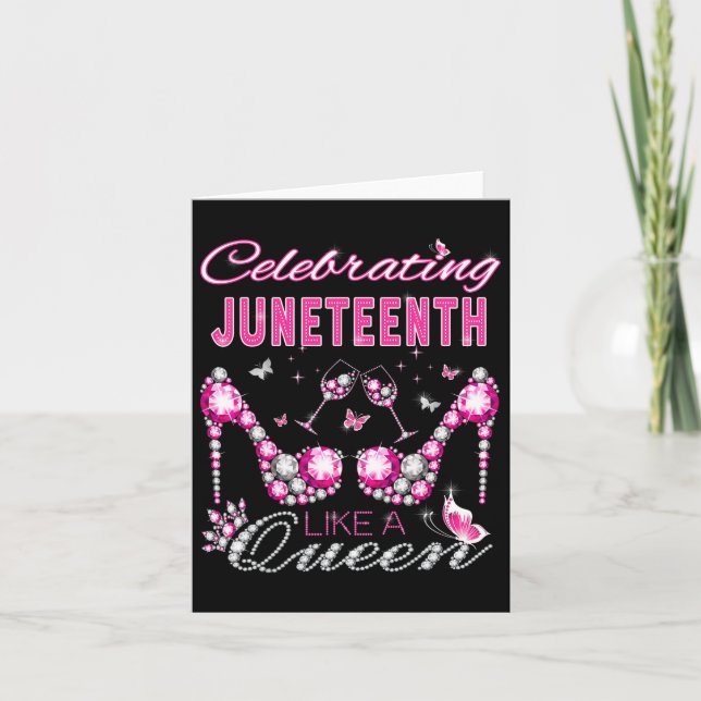 Juneteenth Svarta Kvinnor Drottning Firar Självstä Kort (Framsida)