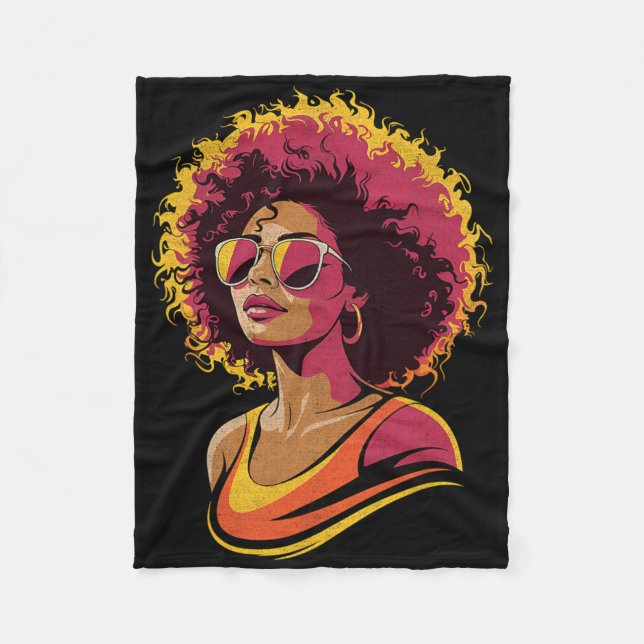 Juneteenth svarta kvinnor Melanin drottning afroam Fleecefilt (Framsidan)
