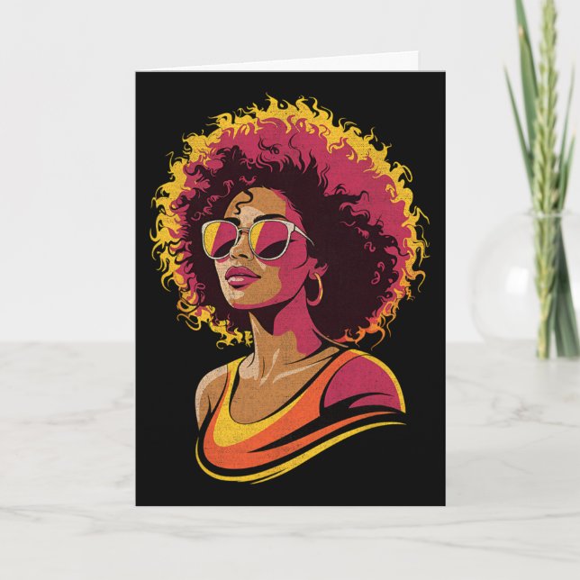 Juneteenth Svarta Kvinnor Melanin Drottning Afroam Kort (Framsida)
