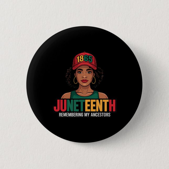 Juneteenth Svarta Kvinnor Melanin Drottning Sedan  Knapp (Framsida)