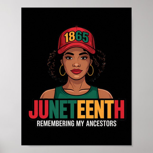Juneteenth Svarta Kvinnor Melanin Drottning Sedan  Poster (Framsidan)