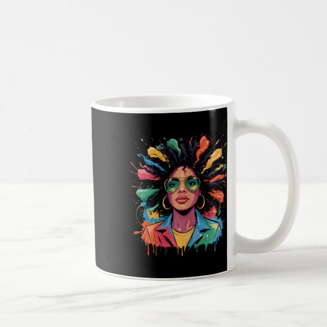 Juneteenth Svarta Kvinnors Drottning Afro Afrikans Kaffemugg (Höger)
