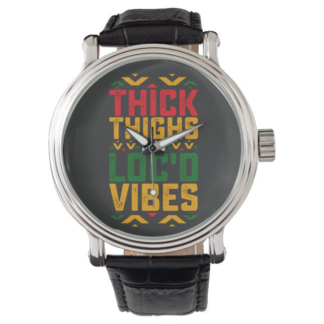 Juneteenth Tjocka Locd Vibrationer Afroamerikansk Armbandsur (Framsida)