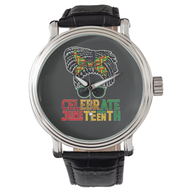 Juneteenth Tovig Knot Celebrerar Svart Frihet Armbandsur (Framsida)