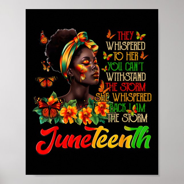 Junetelfte Afro African American Black Women Black Poster (Framsidan)