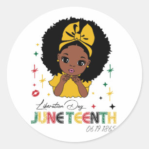 Junetelfte Afro Girl Black Woman Runt Klistermärke