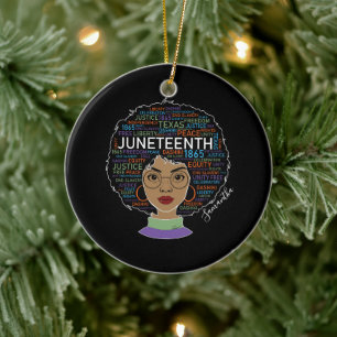 Junetelfte Black Woman Svart Höger Julgransprydnad Keramik