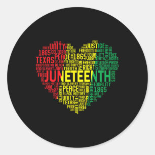 Junetelfte Heart Ord Cloud Black Freedom Juneteen Runt Klistermärke
