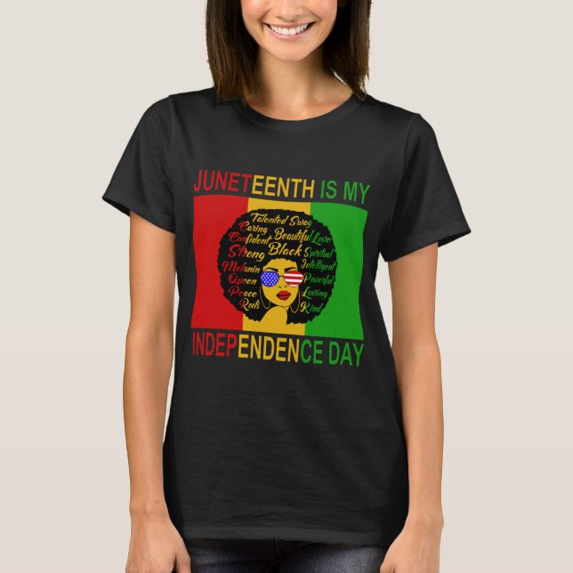 Junetelfte Independence day Afro Dam Shirt T Shirt (Framsida)