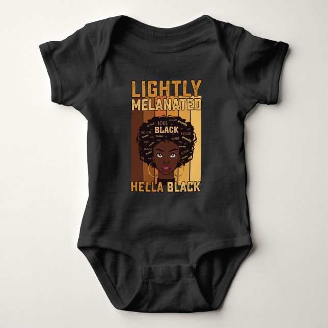 Junetelfte lätt Melanated Hella Black Melanin T Shirt (Framsida)