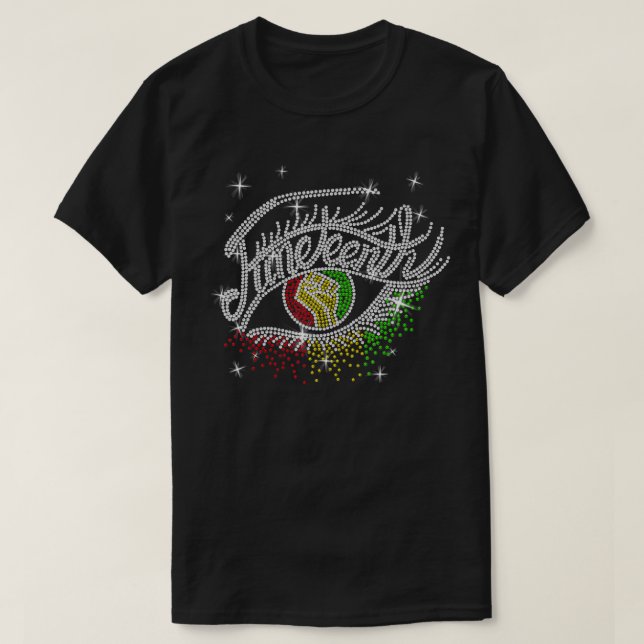 Junetelfte Ögon Rhinestone Black Women African Ame T Shirt (Design framsida)