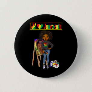 Junetelfte svarta kvinnor Melanin Peace Kärlek Jun Knapp