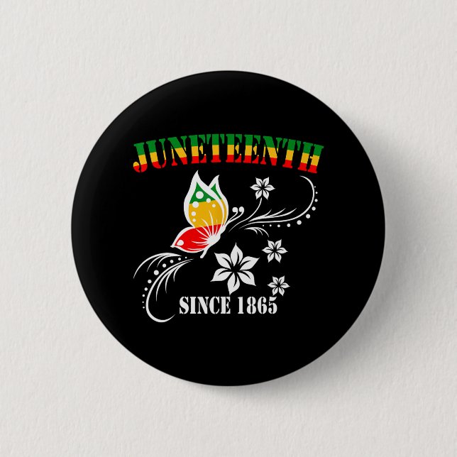 Junetteonde fjärilshuset-Flagga Firar Black Freedo Knapp (Framsida)