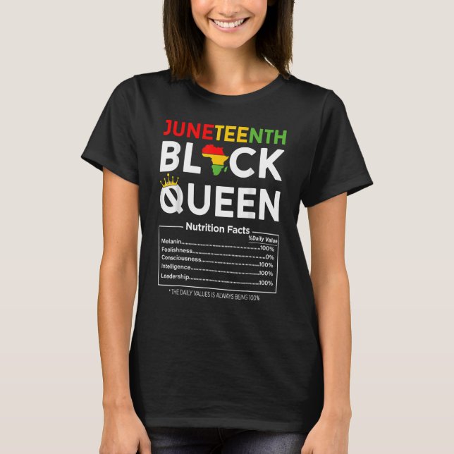 Junettetionde kvinnan Black Queen Näringsfakta 4t T Shirt (Framsida)