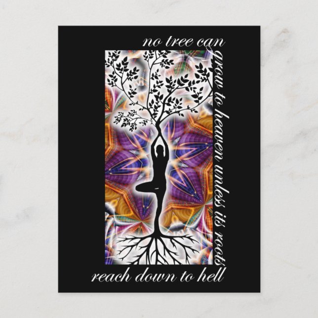 Jung Motivational Quote Träd Roots Heaven Mandala Vykort (Framsida)
