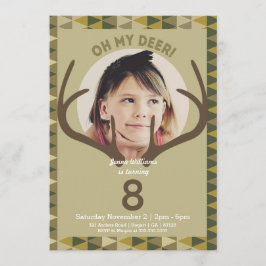 Jungande Modern Camo Hjort Birthday-inbjudan Inbjudningar