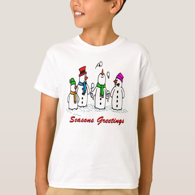 Jungande Snögubbar Tee Shirt (Framsida)
