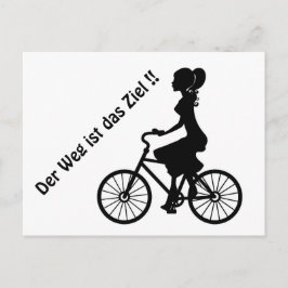 junge Dame auf dem Fahrrad schwarz/weiss Vykort