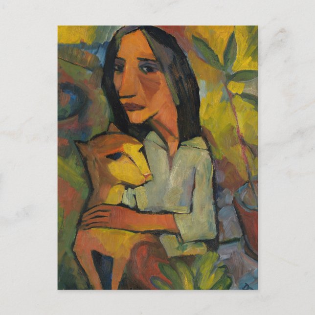 Junge Frau mit Katze av Dorothea Maetzel-Johannsen Vykort (Framsida)