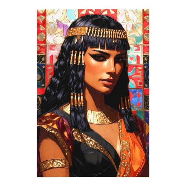 Junge Königin Cleopatra Farbige Porträtkunst Fototryck (Framsidan)