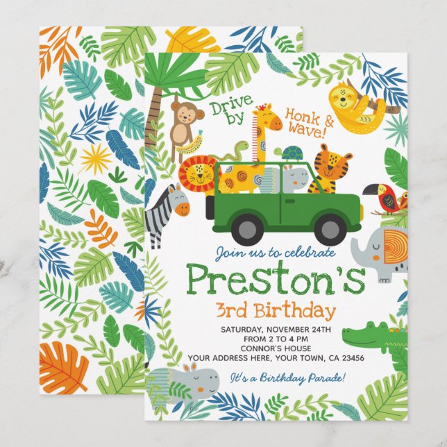 Jungel Drive By Inbjudningar (Fram/baksida)