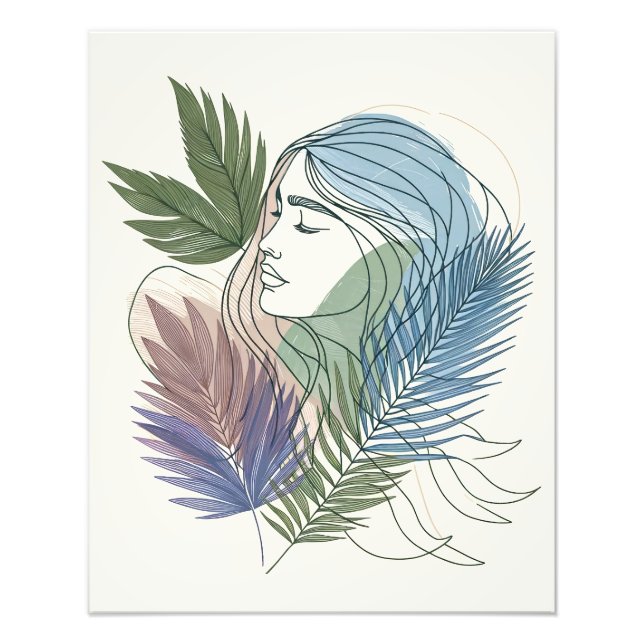 Jungel Girl - Minimalist Line Art Fototryck (Framsidan)