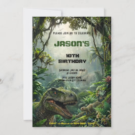 Jungel Jurassic T-Rex Äventyr i en uråldrig värld Inbjudningar