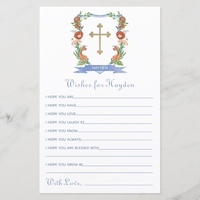 Jungel Safari Crest Dop Önskningar för Bebis (Framsida)