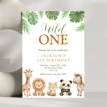 Jungel Wild One Födelsedagsinbjudan