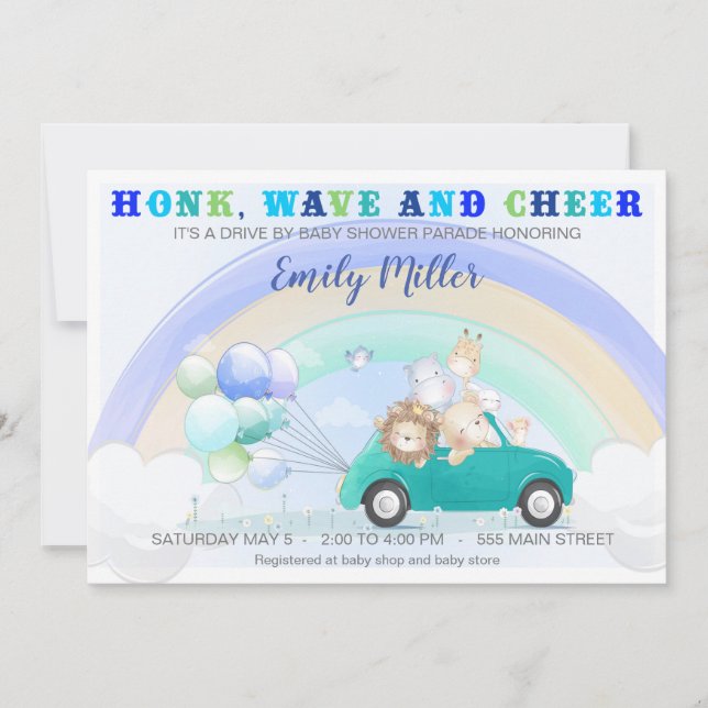 Jungeldrivning genom att bjuda in barn till duschm inbjudningar (Framsida)