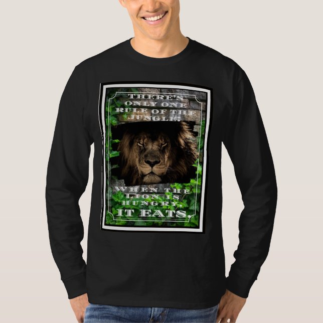 Jungelns styre när den Lejona är Hungrig, den äter T Shirt (Framsida)