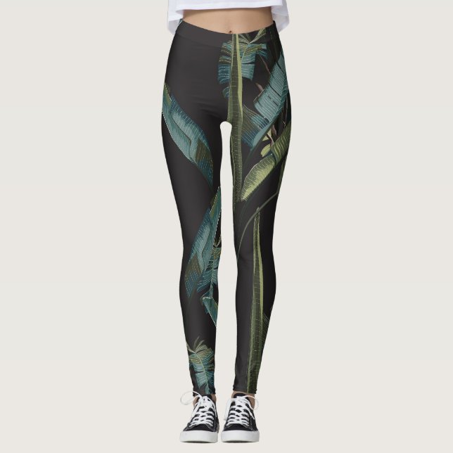 Jungelregnskog. Exotiska växter, bananer, handflat Leggings (Framsida)
