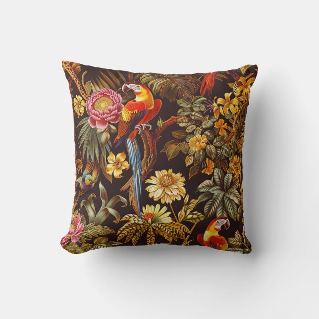 Jungeltema för exotiska blommor och liknande Stil Kudde (Framsida)