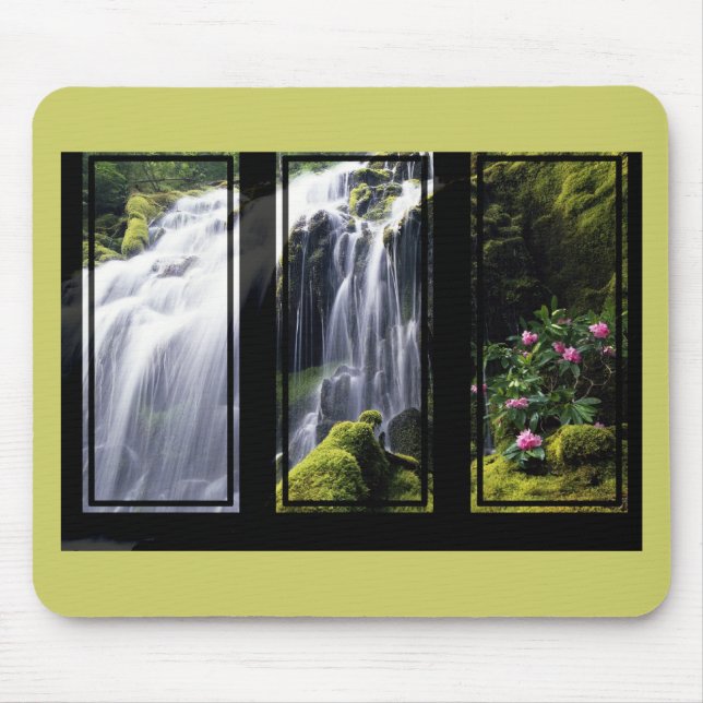 Jungelvattenfall Triptych Digital konst Musmatta (Framsidan)