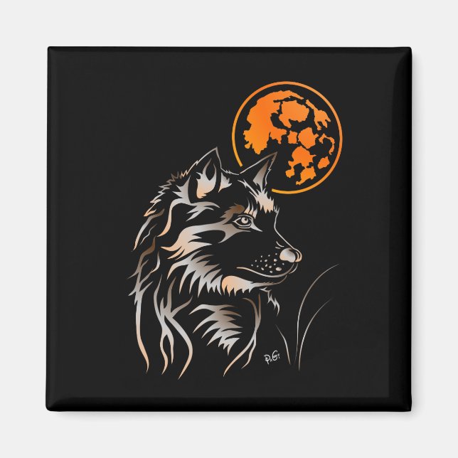 junger träumender Varg Magnet (Framsidan)