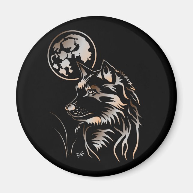 junger träumender Varg Magnet (Framsidan)