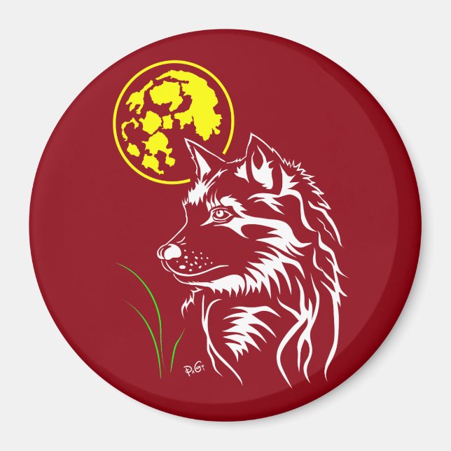 junger träumender Varg Magnet (Framsidan)