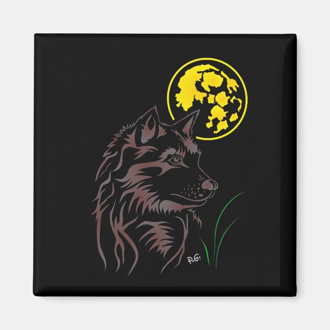 junger träumender Varg Magnet (Framsidan)