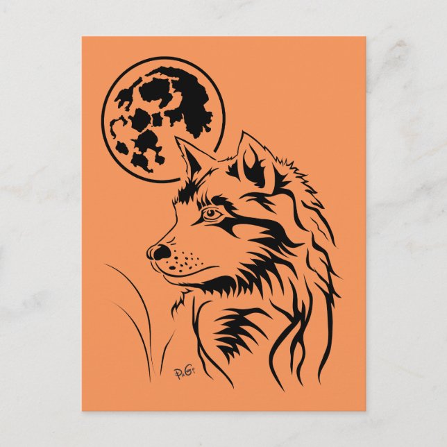junger träumender Varg Postkarte Vykort (Framsida)