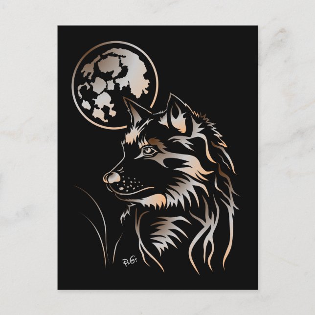 junger träumender Varg Postkarte Vykort (Framsida)