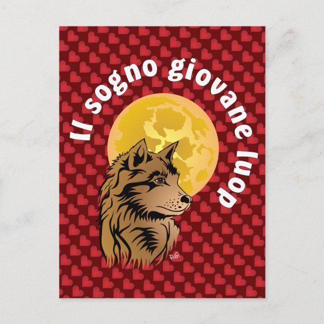 junger träumender Varg Postkarte Vykort (Framsida)