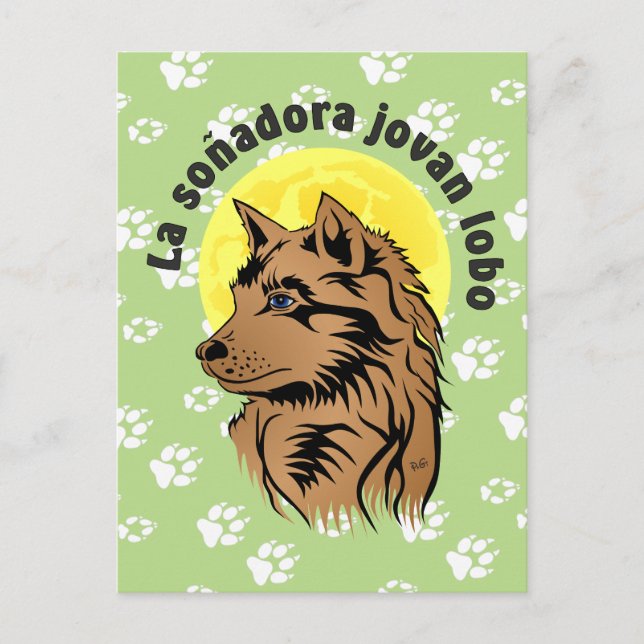 junger träumender Varg Postkarte Vykort (Framsida)