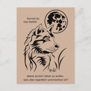 junger träumender Varg Postkarte Vykort