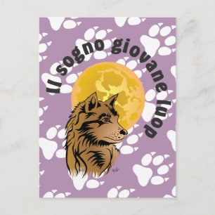 junger träumender Varg Postkarte Vykort