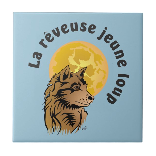 junger träumender Wolf Keramik Fotofliese Kakelplatta (Framsidan)