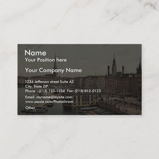 Jungfernsteig från norra Hamburg, Tysklandare kla Visitkort (Framsida)